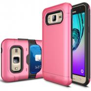 Matte metal slidable back cover for Galaxy J3 with card holder
