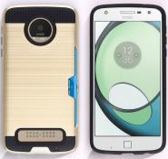 Brushed metal card holder case for Moto Z play